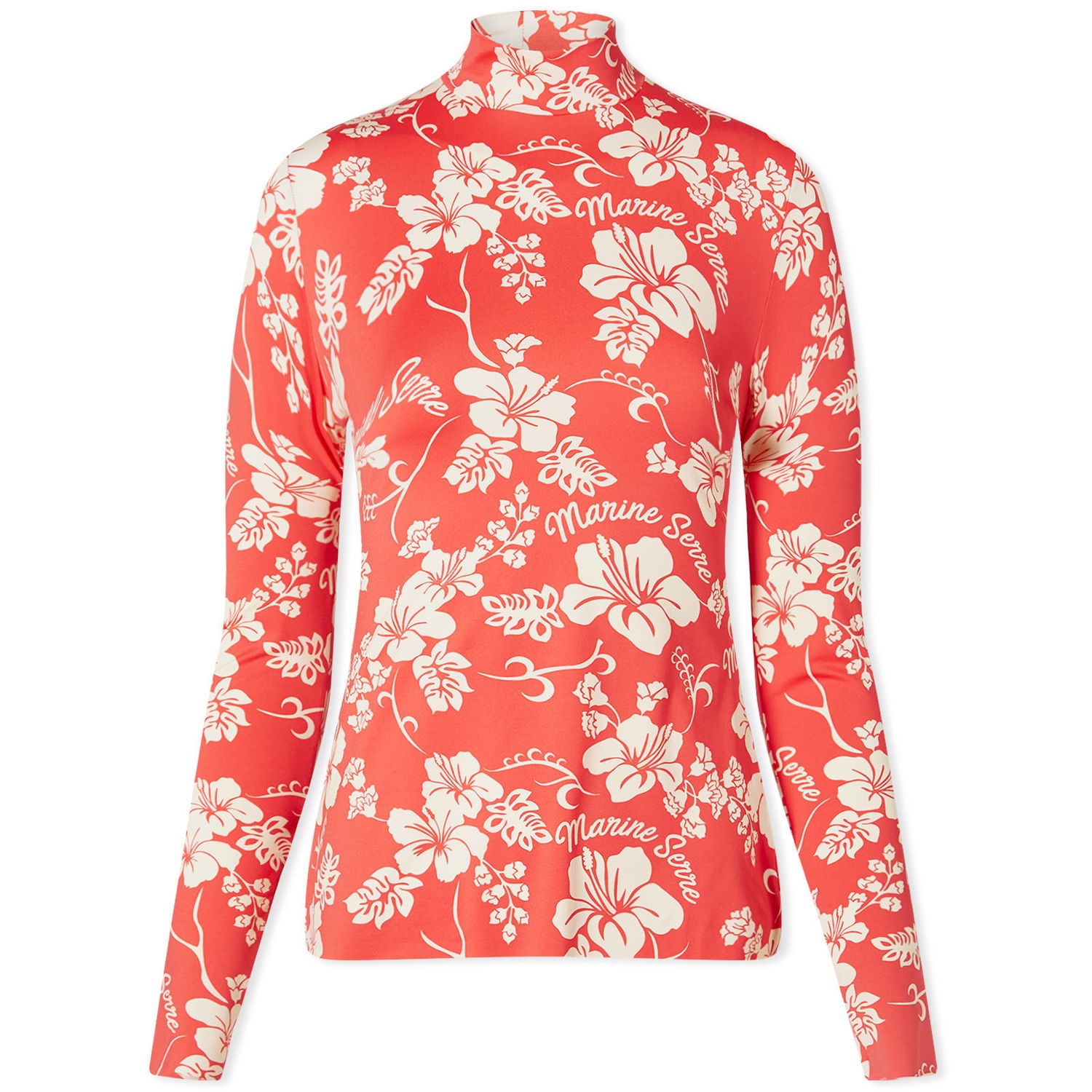 Тениска Marine Serre Floral Recycled Jersey Second Skin Top Червено | WTS005-RD10, 0