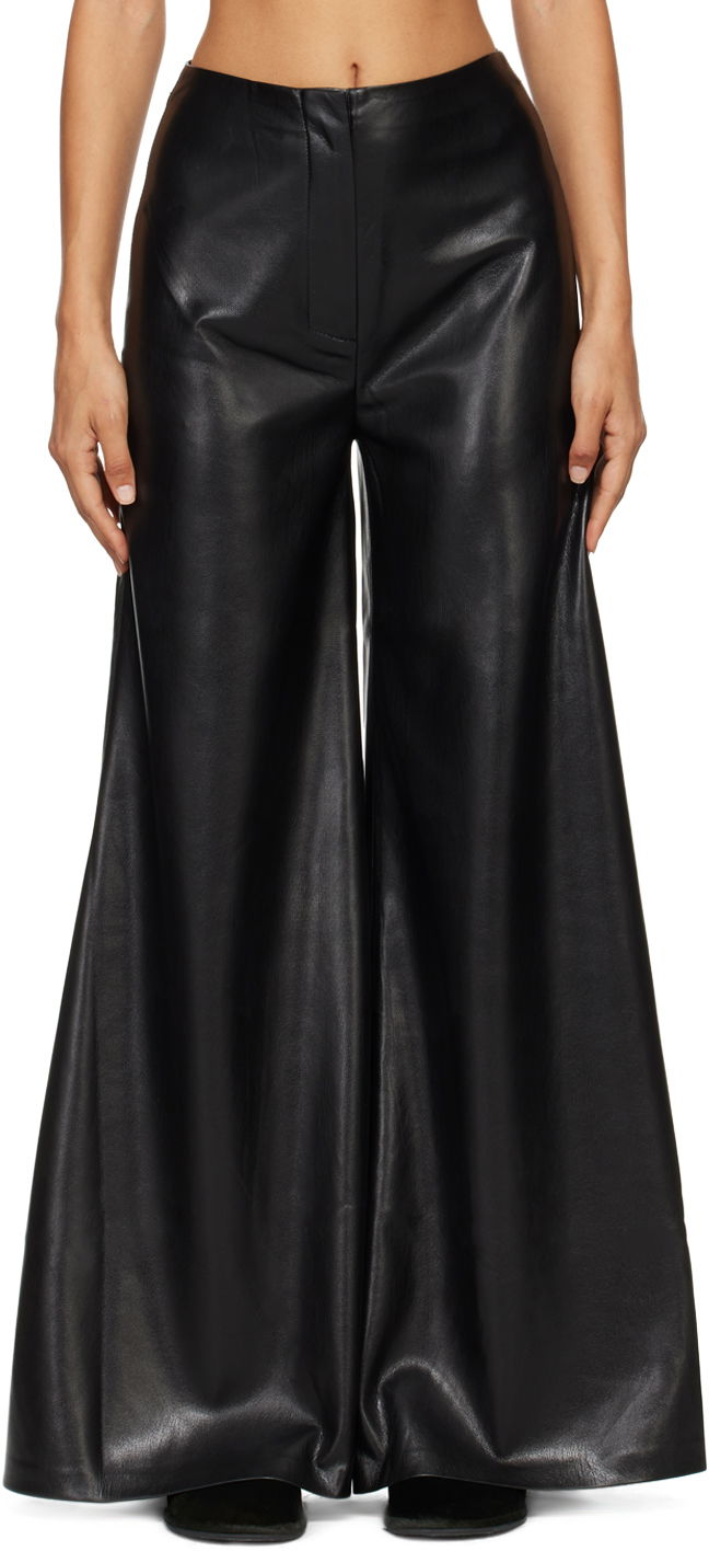 Панталони Nanushka Black Wiraag Vegan Leather Trousers Черно | NW24PFOW10351, 0