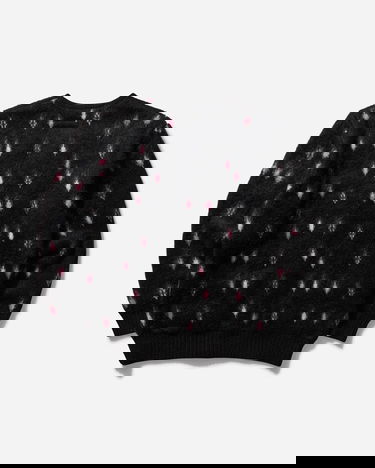 Пуловер WACKO MARIA Diamond Pattern Heavy Mohair Cardigan Черно | 24FW-WMK-KN20 BLACK, 2