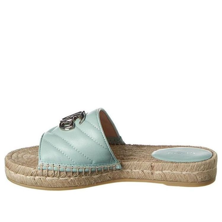 Кецове и обувки Gucci Double g Quilted Straw Woven Espadrille Slides Тюркоазено | 628106-BKO00-3926