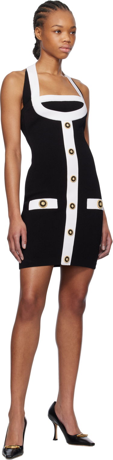 Pокля Balmain Balmain Two-Tone Halterneck Knit Mini Dress Черно | EF1R2390KH99, 3