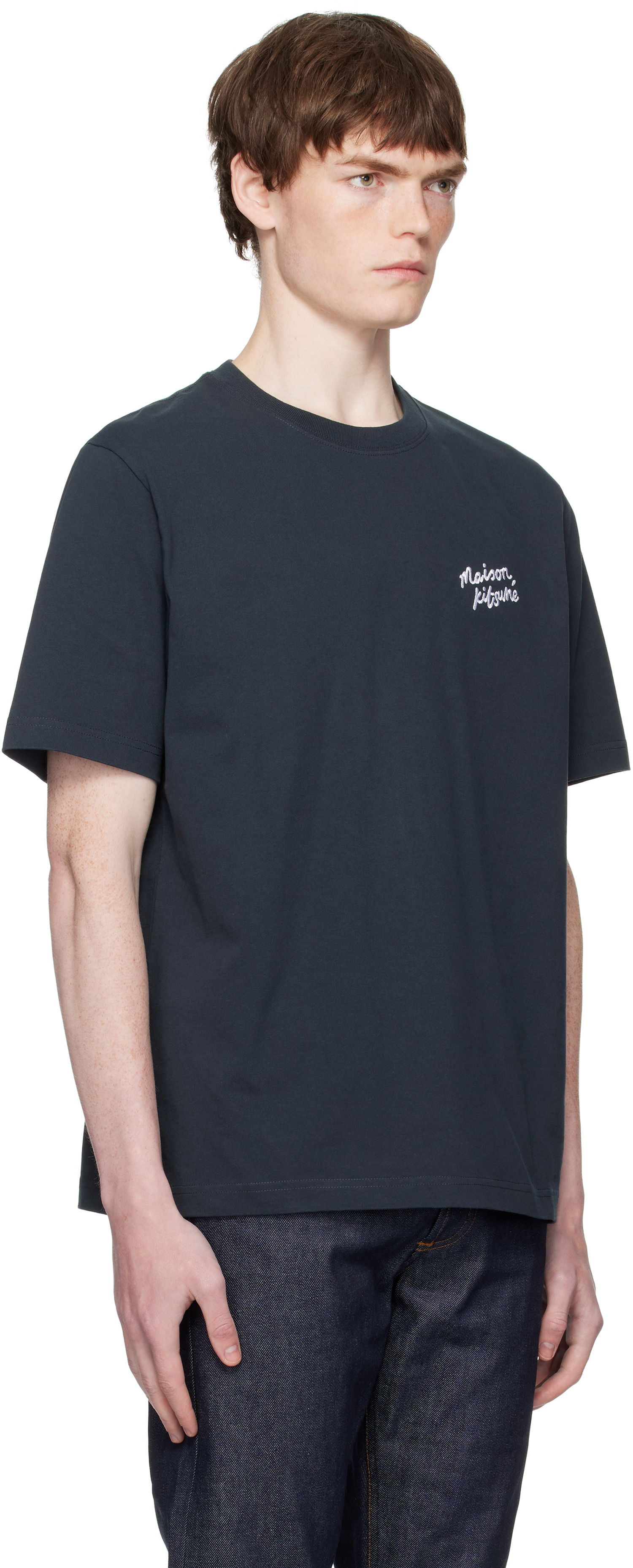 Тениска MAISON KITSUNÉ Maison Kitsuné Handwriting Comfort T-Shirt Тъмно синьо | MM00126KJ7025, 1