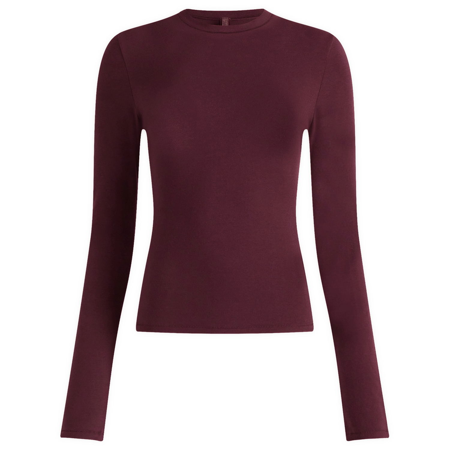 Тениска SKIMS Cotton Jersey Long Sleeve T-Shirt, Size Large Бургунди | AP-TSH-0647-CUR, 1