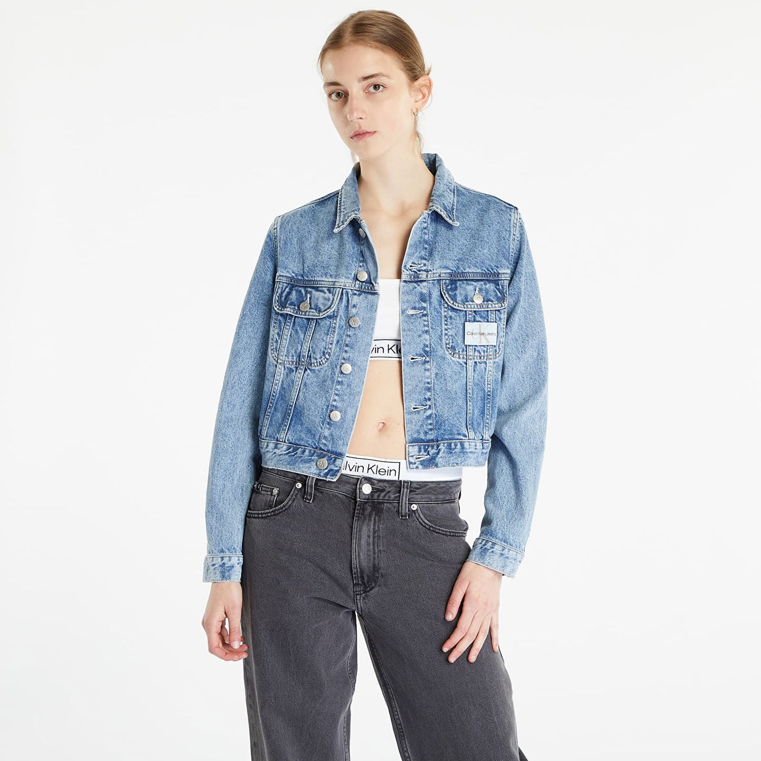 Яке CALVIN KLEIN Cropped 90S Denim Jacket Синьо | J20J220657 1AA, 0
