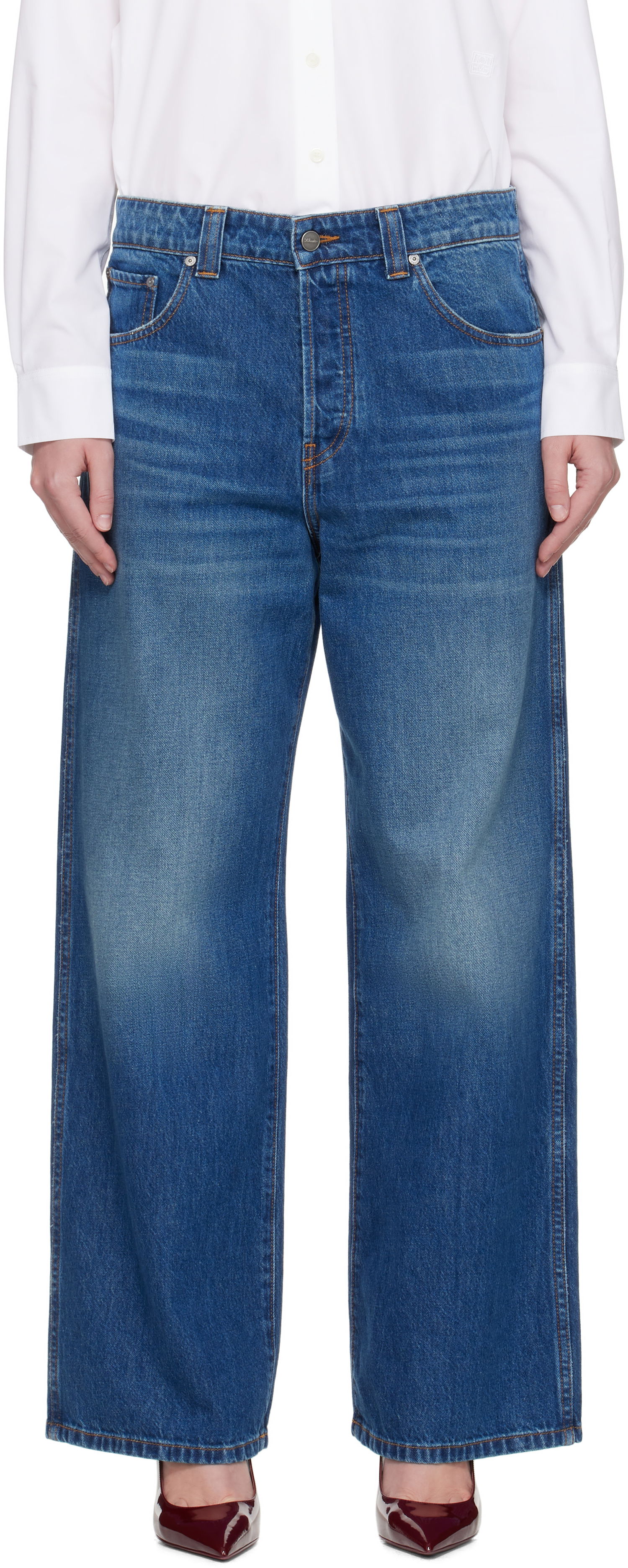 Дънки Khaite KHAITE Winslow Wide-Leg Jeans Синьо | 1164917021, 0