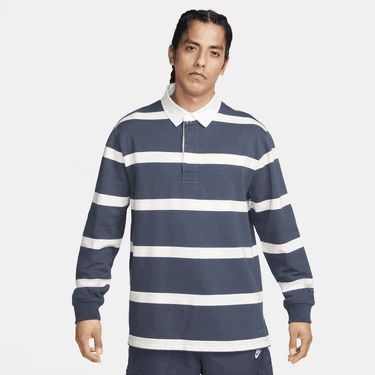 Поло тениска Nike Life Striped Heavyweight Rugby Shirt Тъмно синьо | FN3122-437, 0