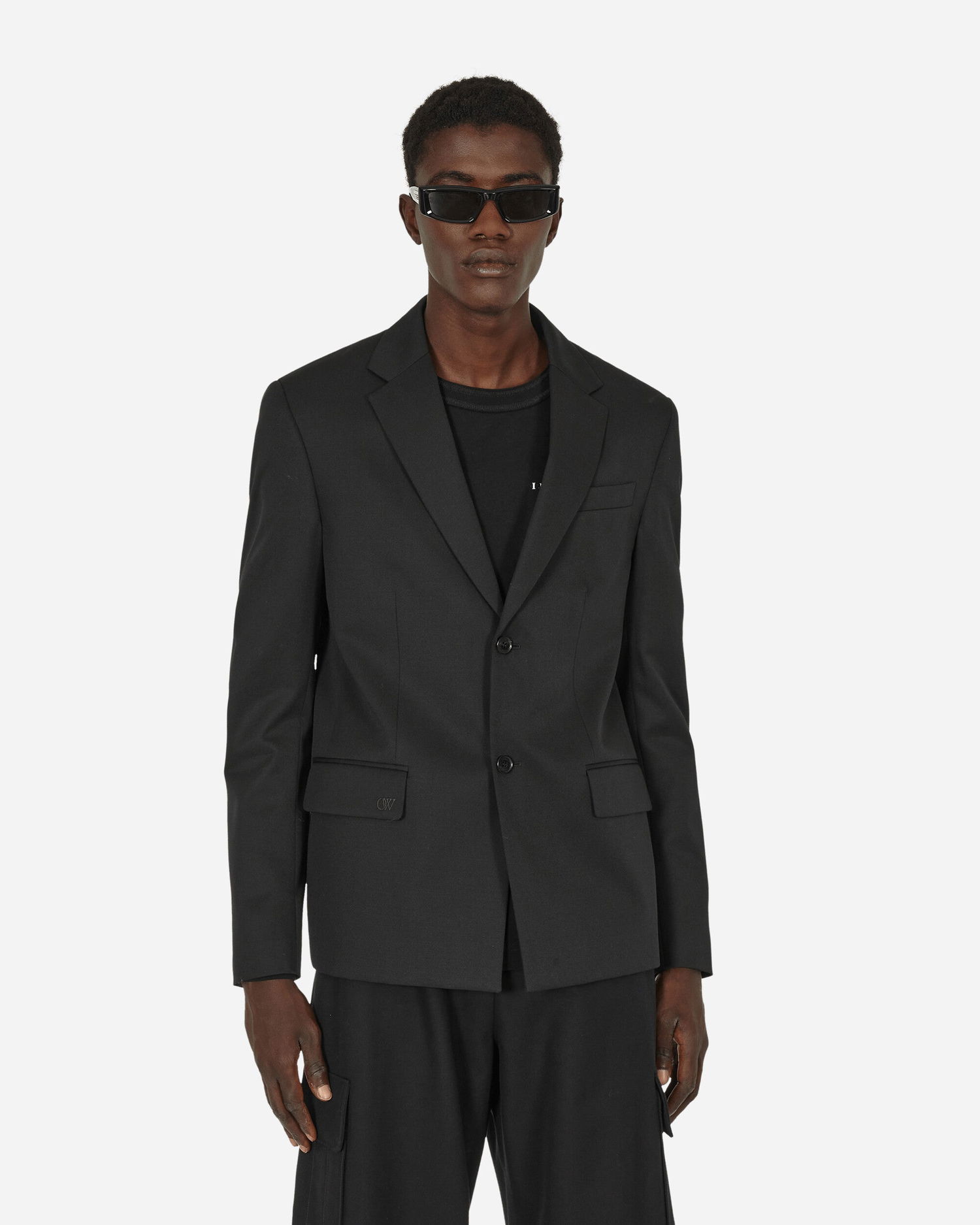 Яке Off-White Embroidered Wool Strap Blazer Black Черно | OMEN063F23FAB001 1010, 1