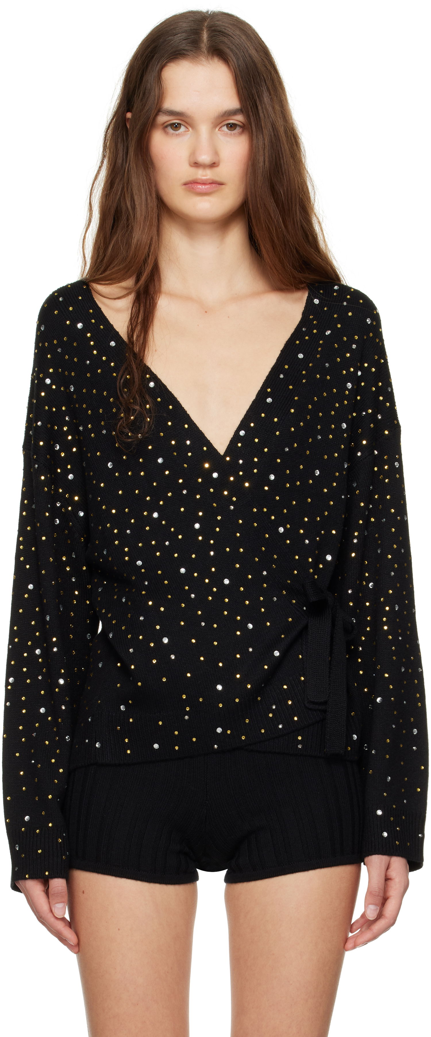 Пуловер Bode Embellished Oak Wrap Cardigan Черно | WRF24KT006, 0