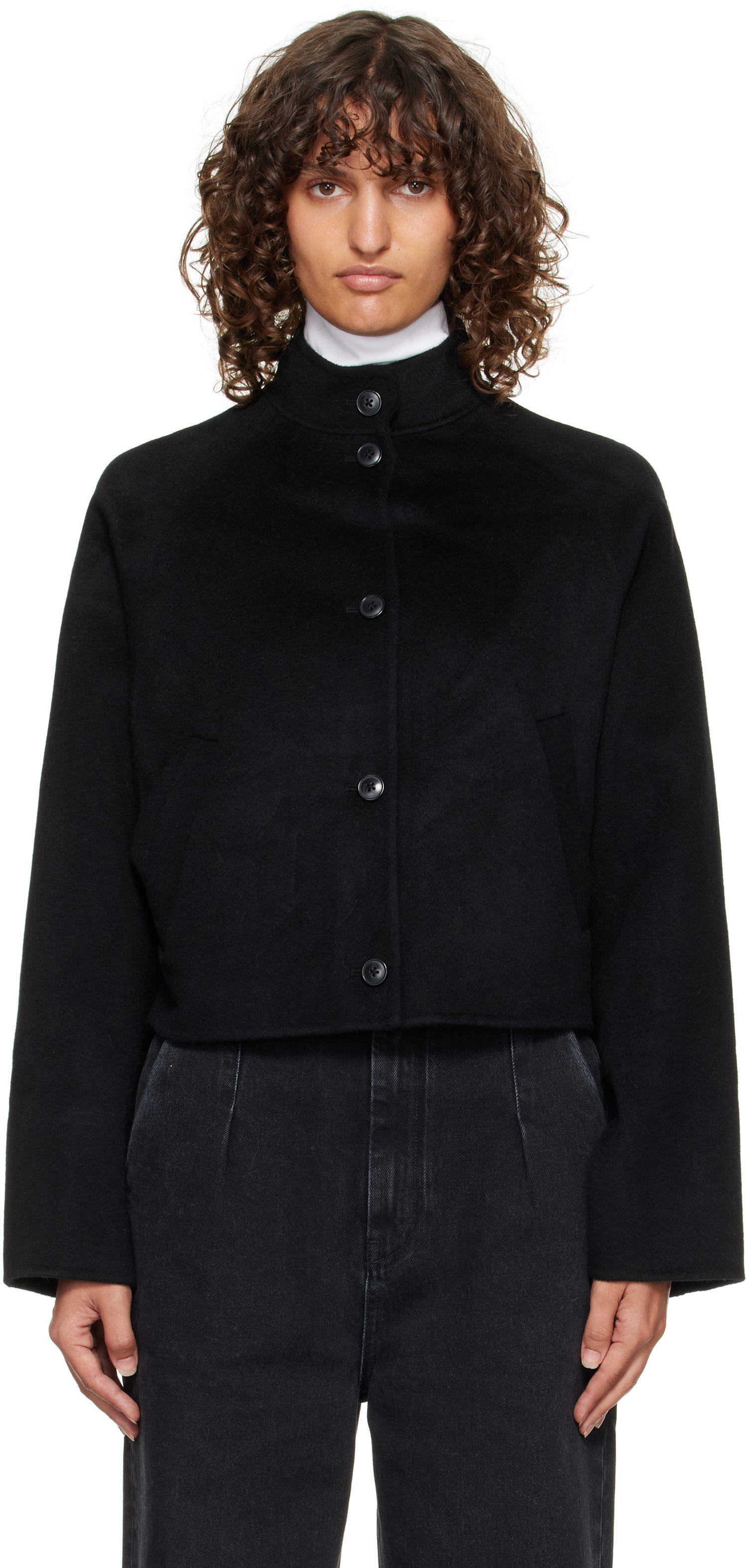 Яке Loulou de Saison Loulou de Saison Nyma Cropped Wool Jacket Черно | NYMA, 0
