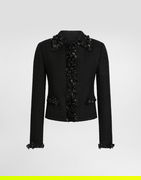 Dolce & Gabbana Stretch Mat Embellished Short Jacket