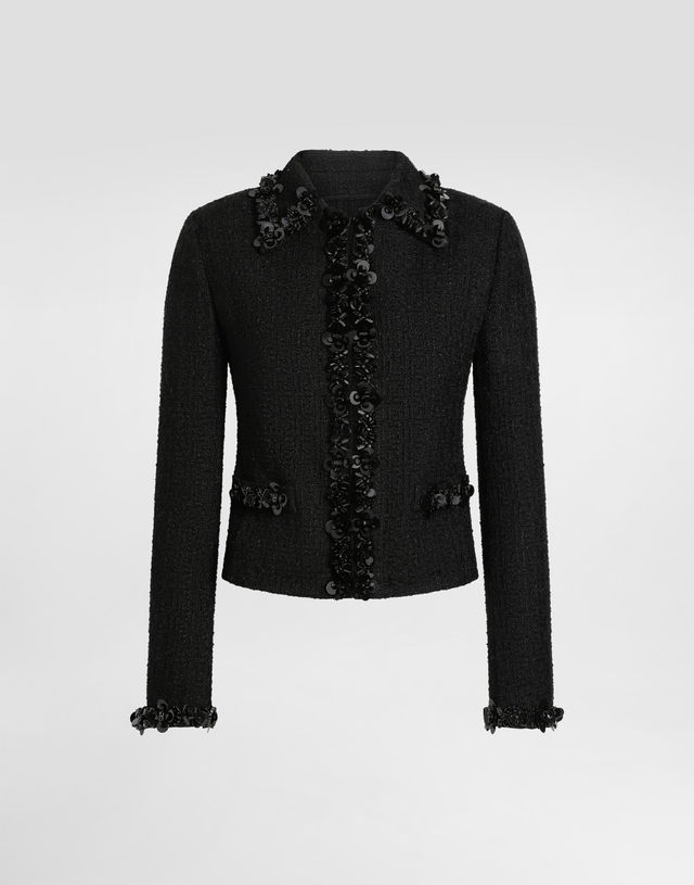 Dolce & Gabbana Stretch Mat Embellished Short Jacket