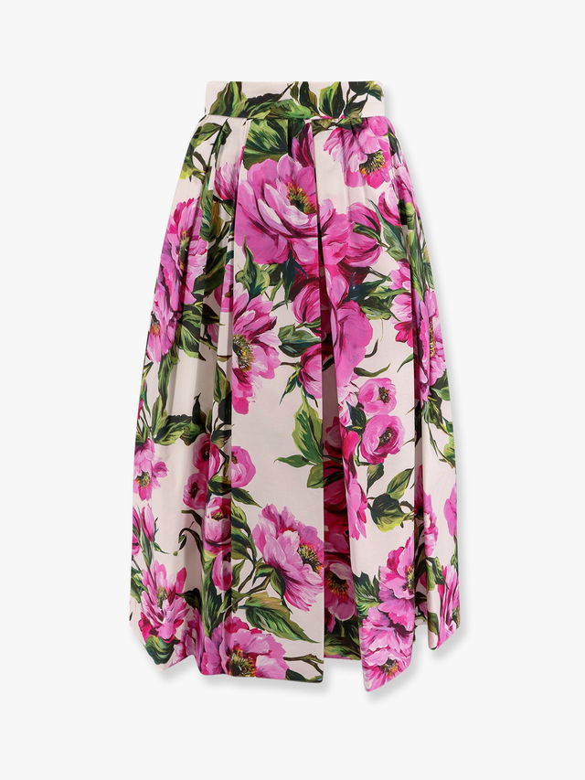 Dolce & Gabbana Peony Print Pleated Midi Skirt