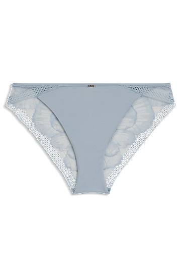 гащички BOSS Microfiber Briefs with Peony Lace Синьо | 50545063
