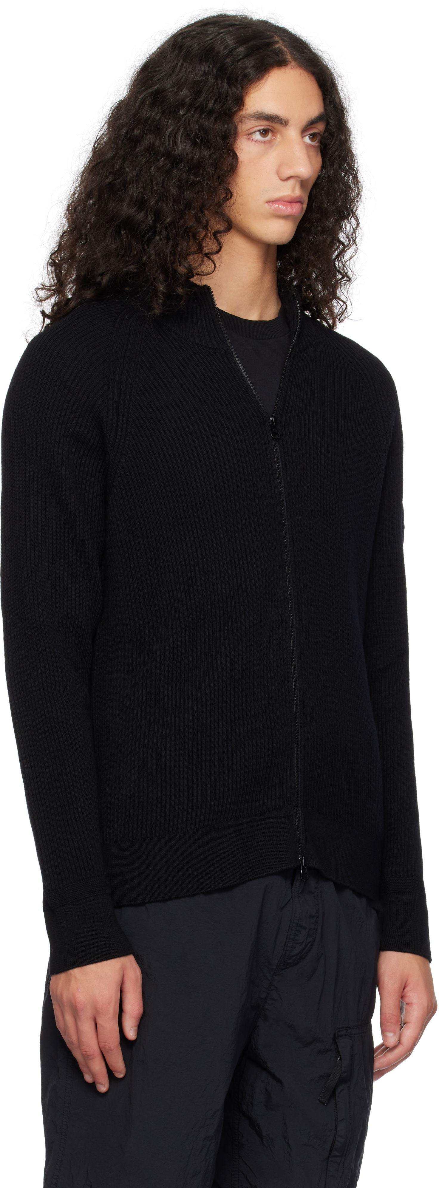 Пуловер Stone Island Full Rib RWS Wool Zip-Up Jacket Черно | 8115519C2, 1