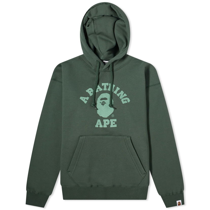 Суитчър BAPE A Bathing Ape College Pullover Hoodie Green Зелено | 001PPJ802004L-GRN