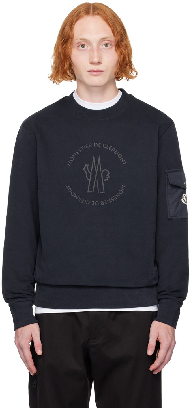 Суитчър Moncler Navy Bonded-Logo Sweatshirt Тъмно синьо | J20918G0003589AHE, 0