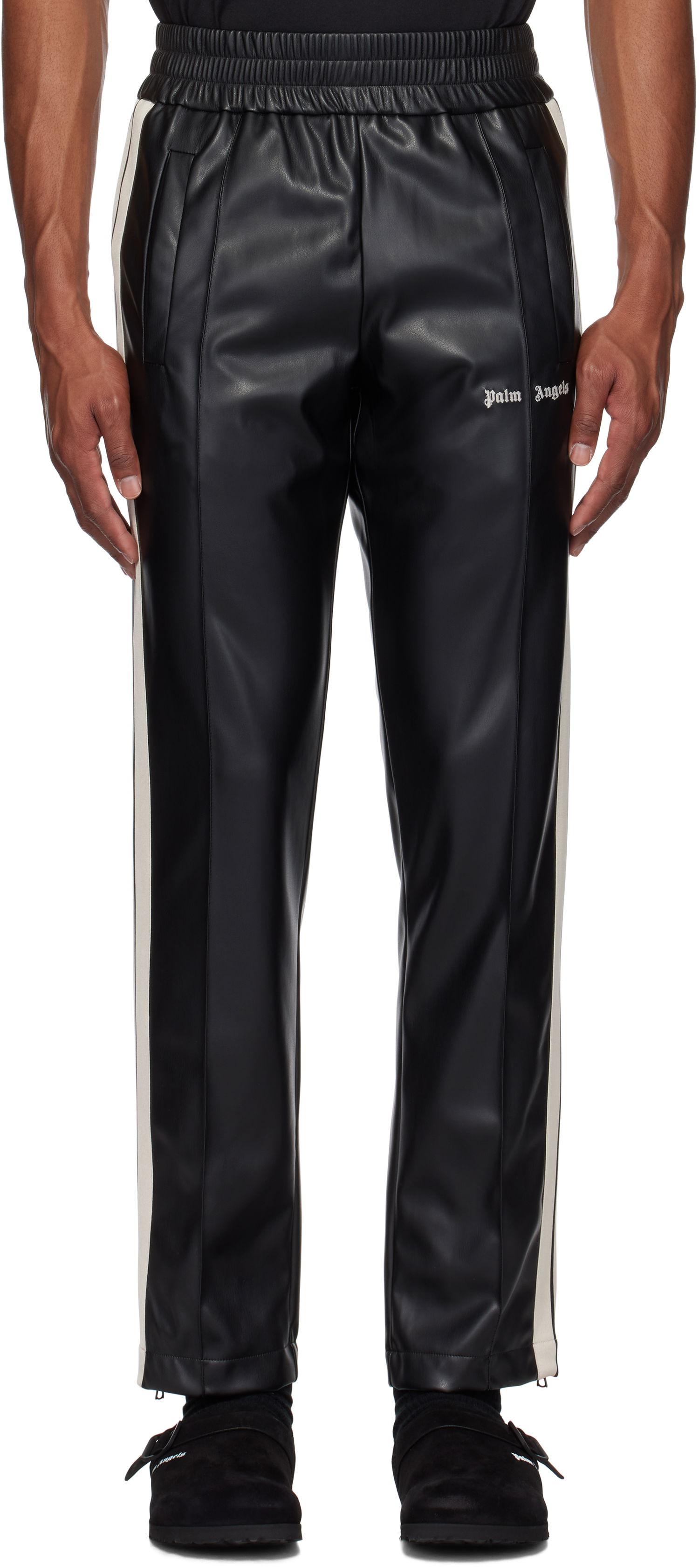 Панталони Palm Angels Faux-Leather Track Pants Черно | PMCJ020F24FAB0011003, 0