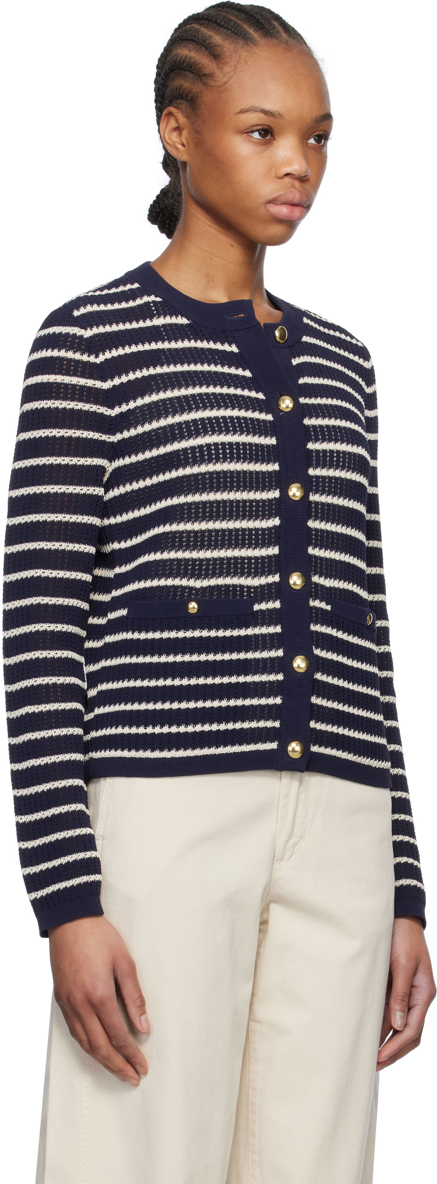 Пуловер rag & bone rag & bone Viola Stripe Cardigan Тъмно синьо | WAS24S042TG42, 1