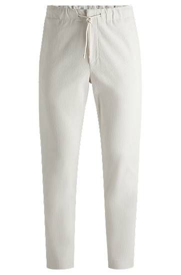 Панталони BOSS Tapered-Fit Performance Corduroy Trousers Бяло | 50530667