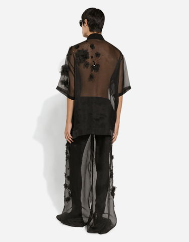 Панталони Dolce & Gabbana Dolce & Gabbana Floral Appliqué Organza Wide-Leg Pants Черно | GP05XZFU1IDN0000, 2