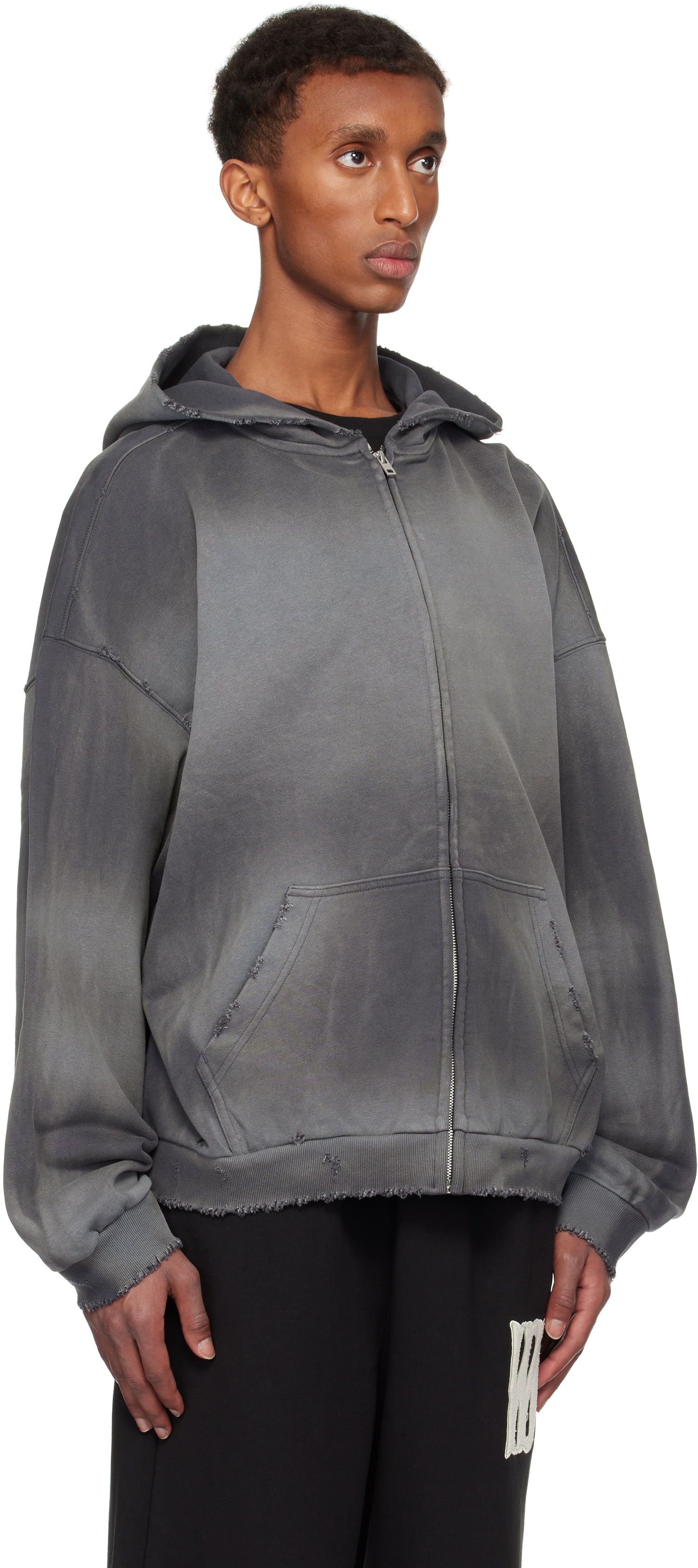 Суитчър We11done We11done Distressed Zip-Up Hoodie Сиво | WD-TJ3-24-833-U-CH, 1