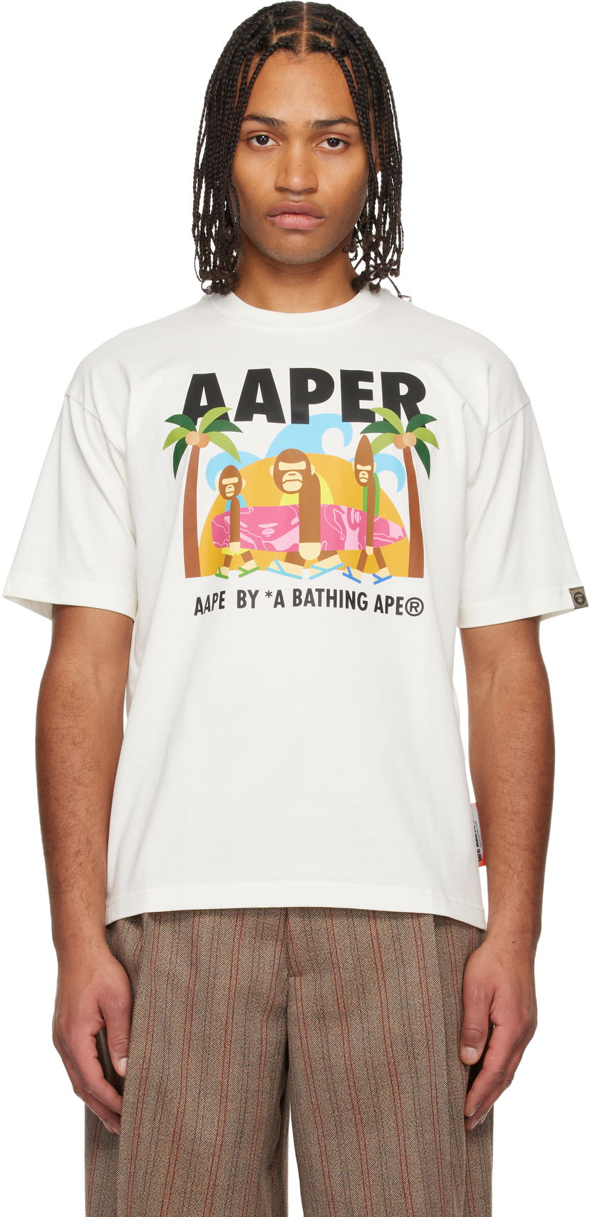 Тениска AAPE by A Bathing Ape AAPER Graphic T-shirt Бяло | AAPTEM1615XXNIVX