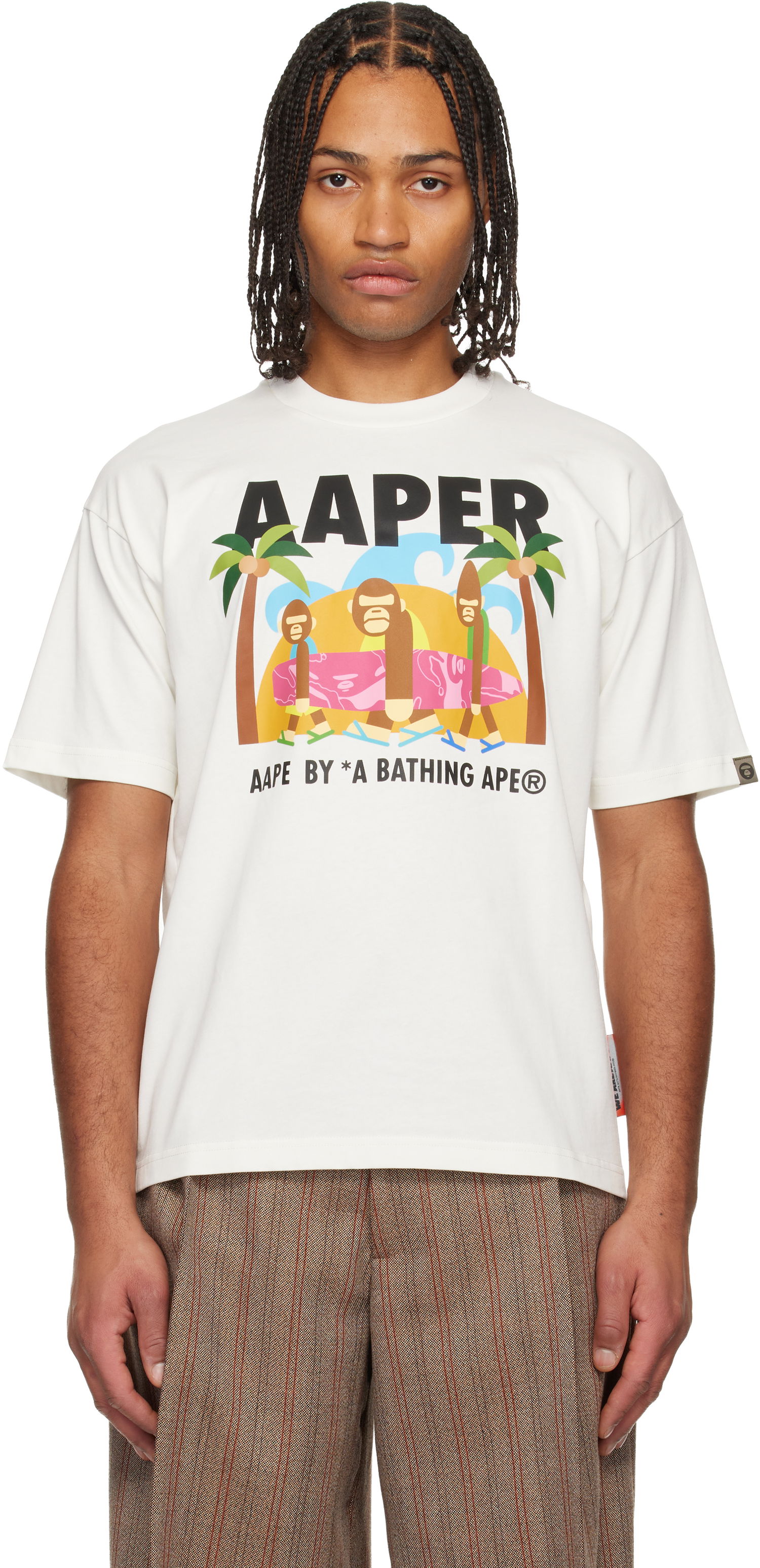 Тениска AAPE by A Bathing Ape AAPER Graphic T-shirt Бяло | AAPTEM1615XXNIVX, 0