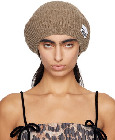 Барета GANNI GANNI Wool Rib Knit Beret Кафяво | A6236, 0