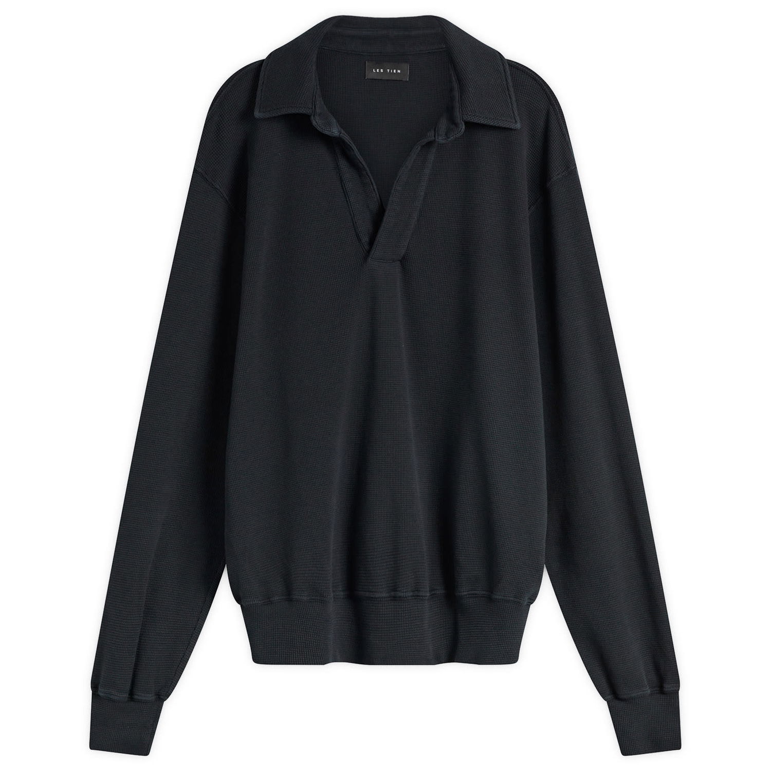 Поло тениска LES TIEN Thermal Banded Long Sleeve Polo Черно | TH-1156-FBLK, 1