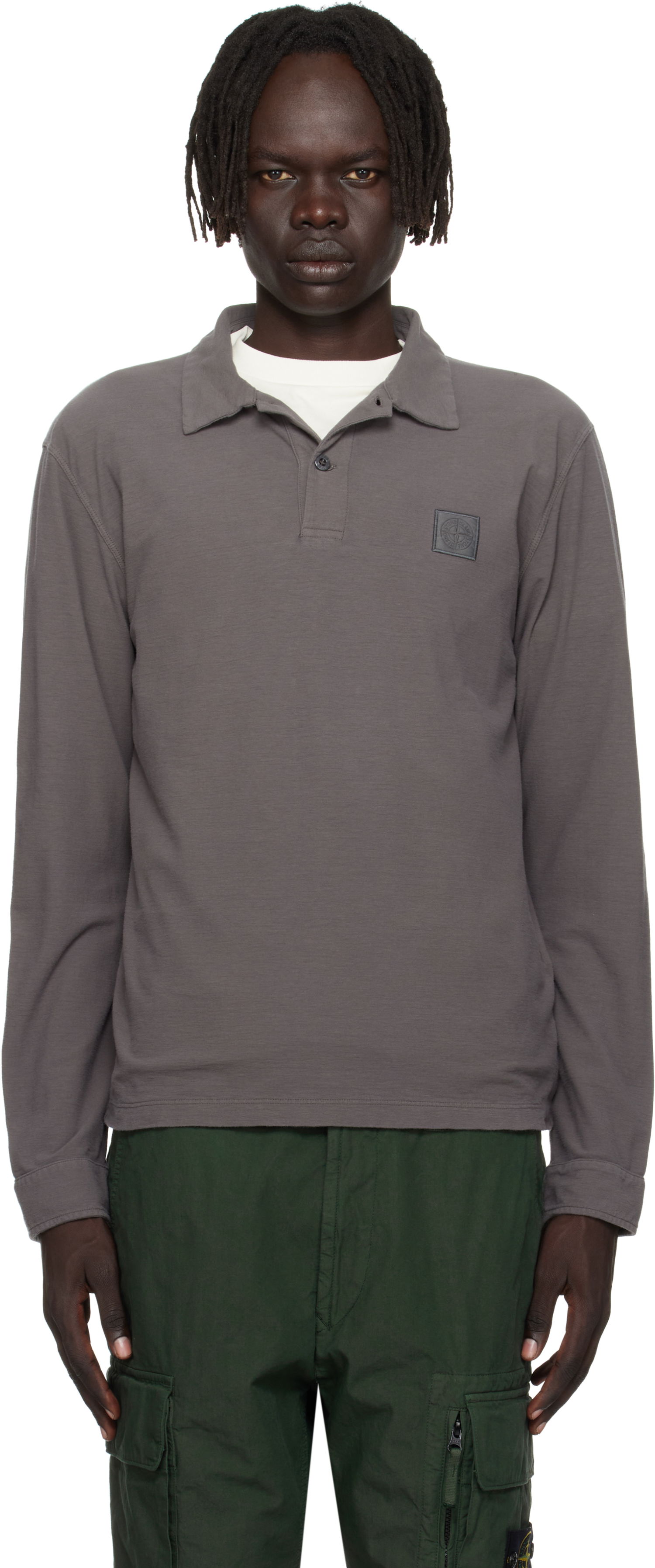 Поло тениска Stone Island Stone Island Long Sleeve Cotton Jersey Polo Сиво | K2S15 2200011 S0F11, 0