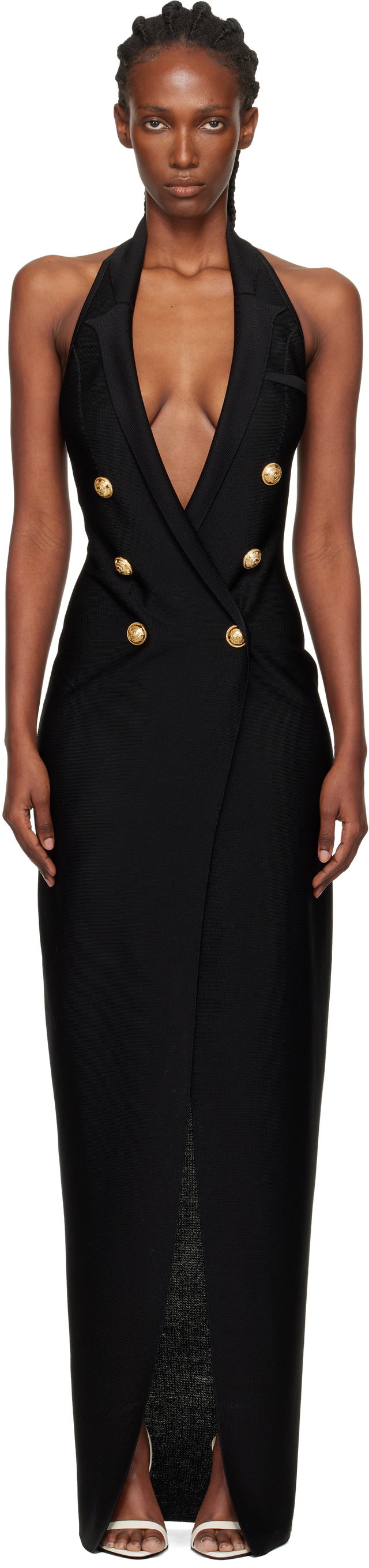 Balmain Halter Neck Knit Maxi Dress