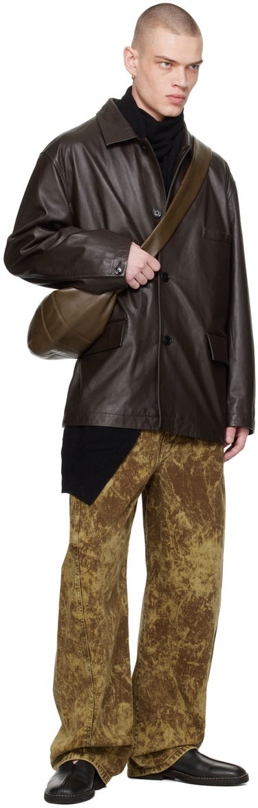 Яке LEMAIRE Lemaire Spread Collar Leather Jacket Кафяво | OW1074 LL0068, 3