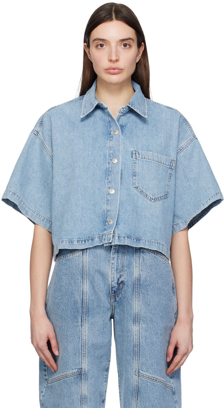 Риза AGOLDE Denim Cropped Shirt Синьо | A7217B-3018, 0
