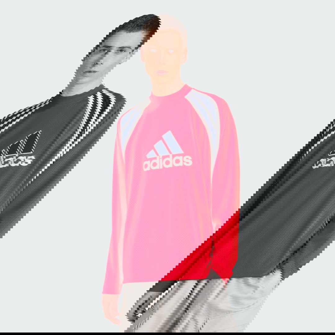 Суитчър adidas Performance Mesh Long Sleeve Warm Up Top Червено | JD5376, 0