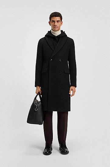 Палта BOSS Double-breasted coat in an alpaca blend Черно | 50551135, 1