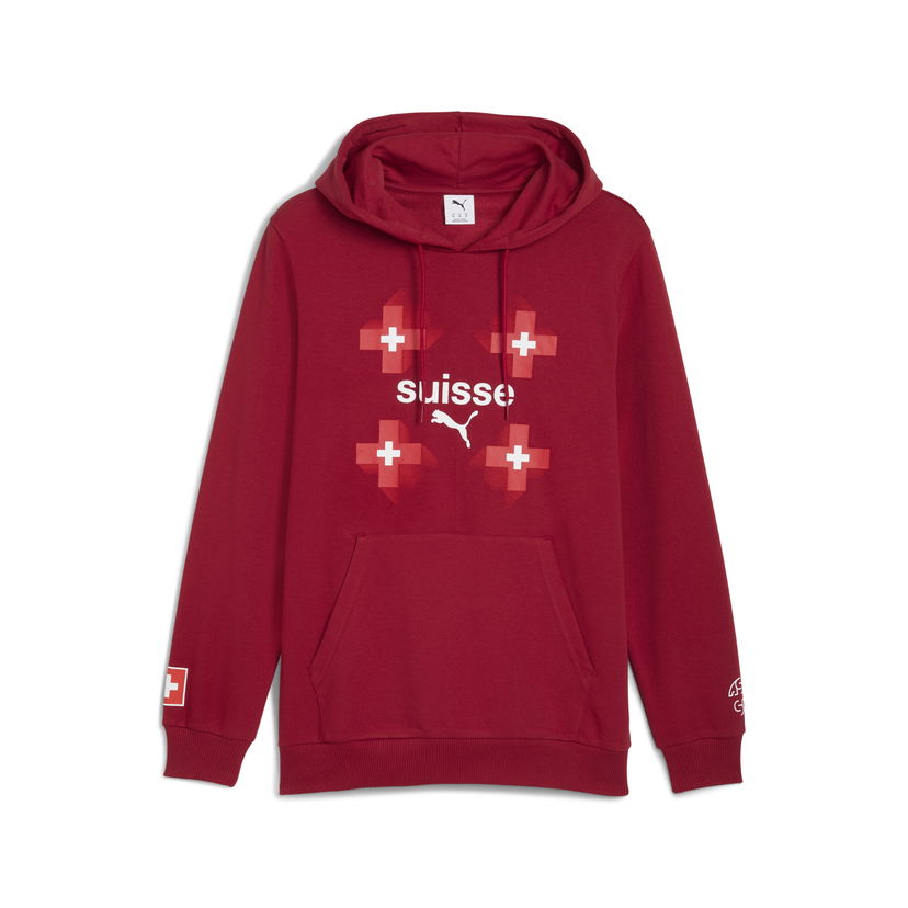 Суитчър Puma Switzerland FtblCulture Men's Hoodie Червено | 783647_02