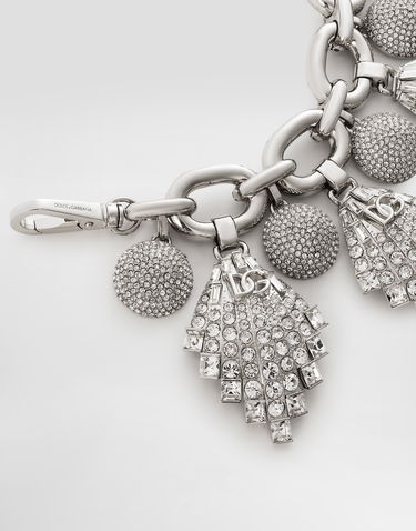 Колие Dolce & Gabbana Dolce & Gabbana Rhinestone Maxi-Necklace with Chain and DG Logo Металик | WNR2E5W111187655, 2
