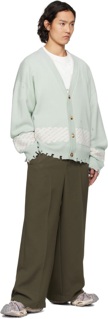 Пуловер Feng Chen Wang Feng Chen Wang Ripped Jacquard Cardigan Зелено | FUS19KT06G, 3