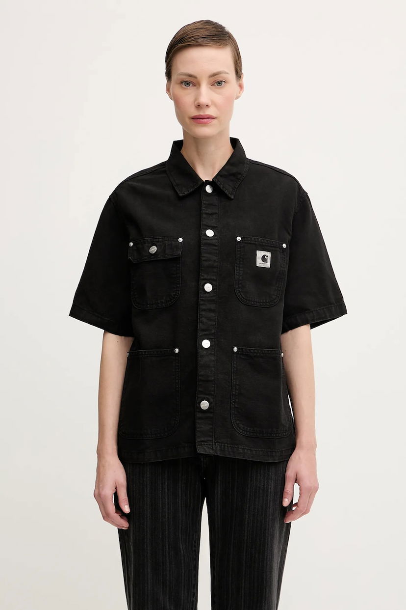 Риза Carhartt WIP Michigan Short Sleeve Relaxed Classic Collar Denim Shirt Черно | I035573.89GD