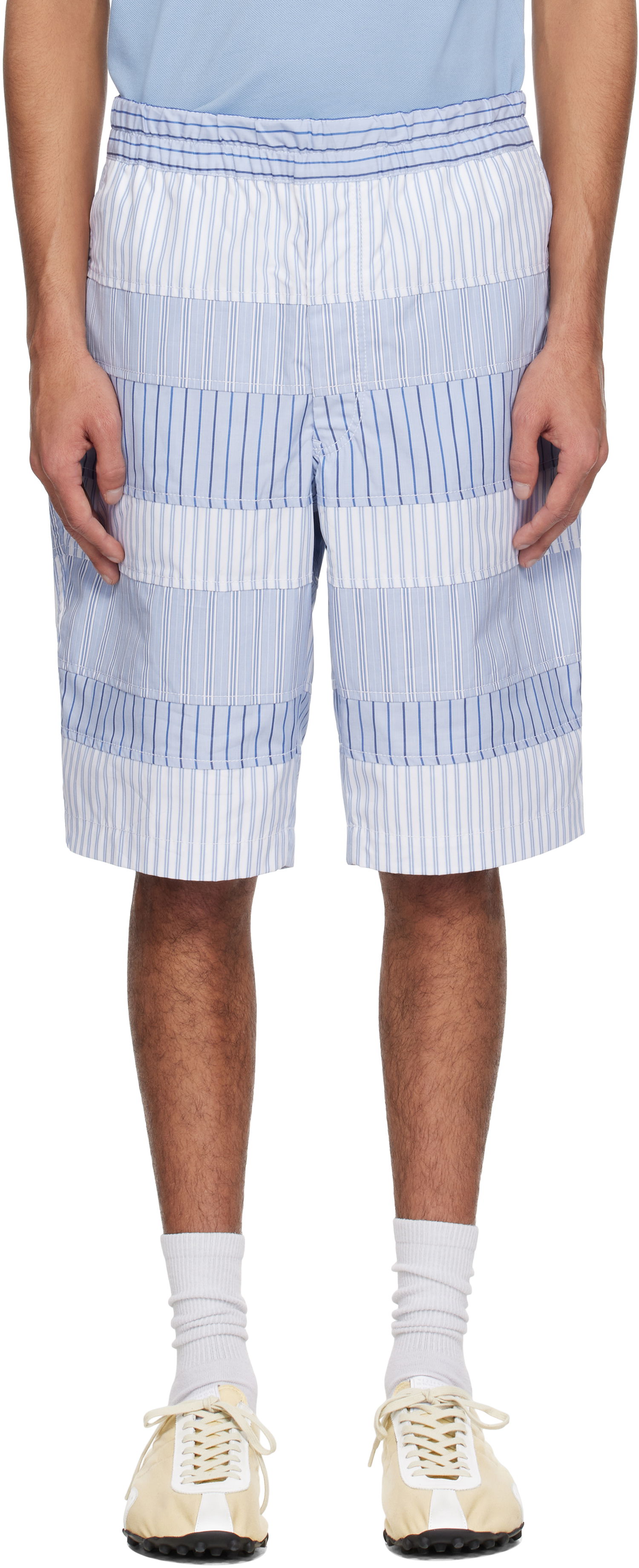 Къси панталони Comme des Garçons Comme des Garçons Shirt Yarn Dyed Stripe Poplin Shorts Синьо | FO-P004-051, 0