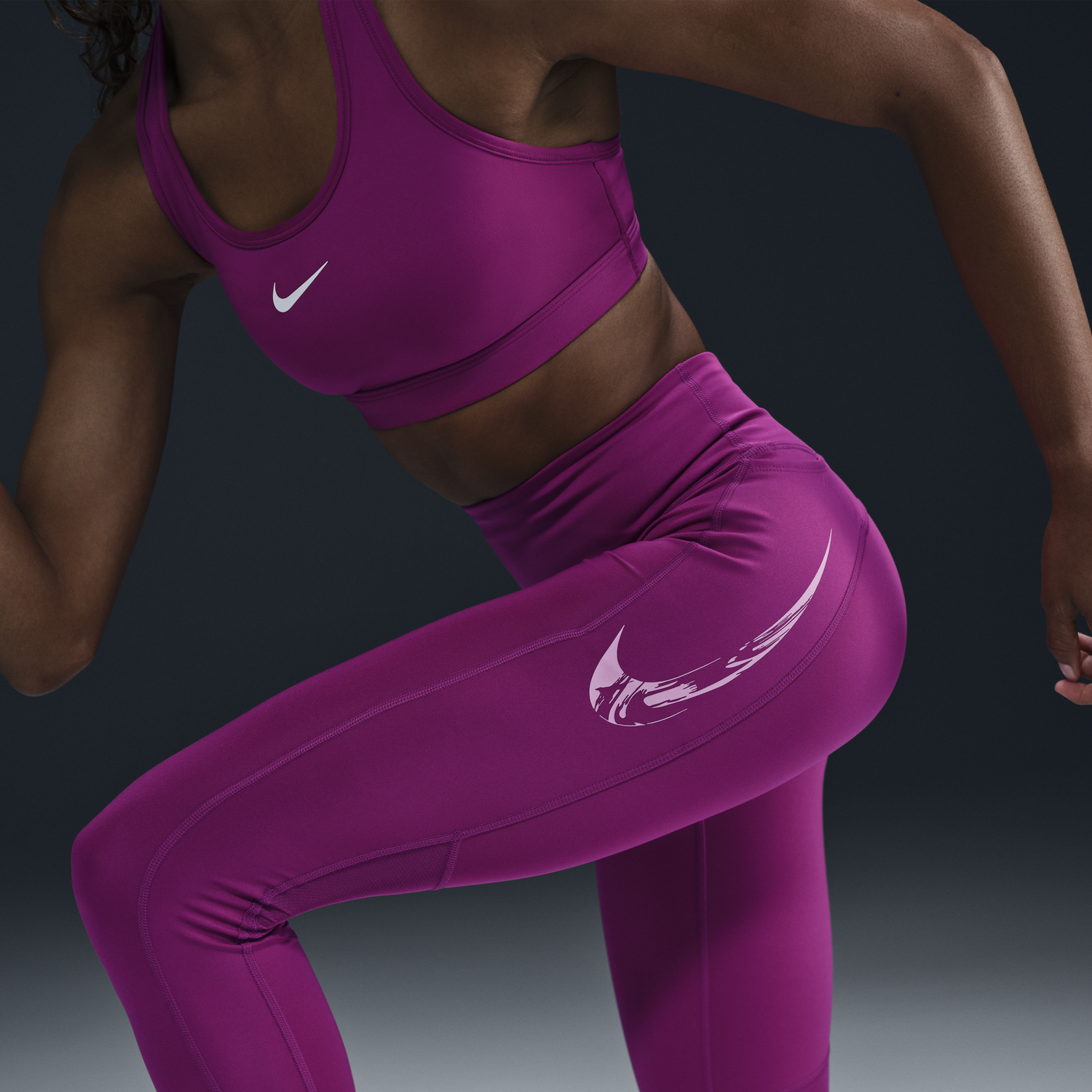Клинове Nike 7/8 Running Leggings Fast Mid-Rise Лилаво | FV6682-518, 1