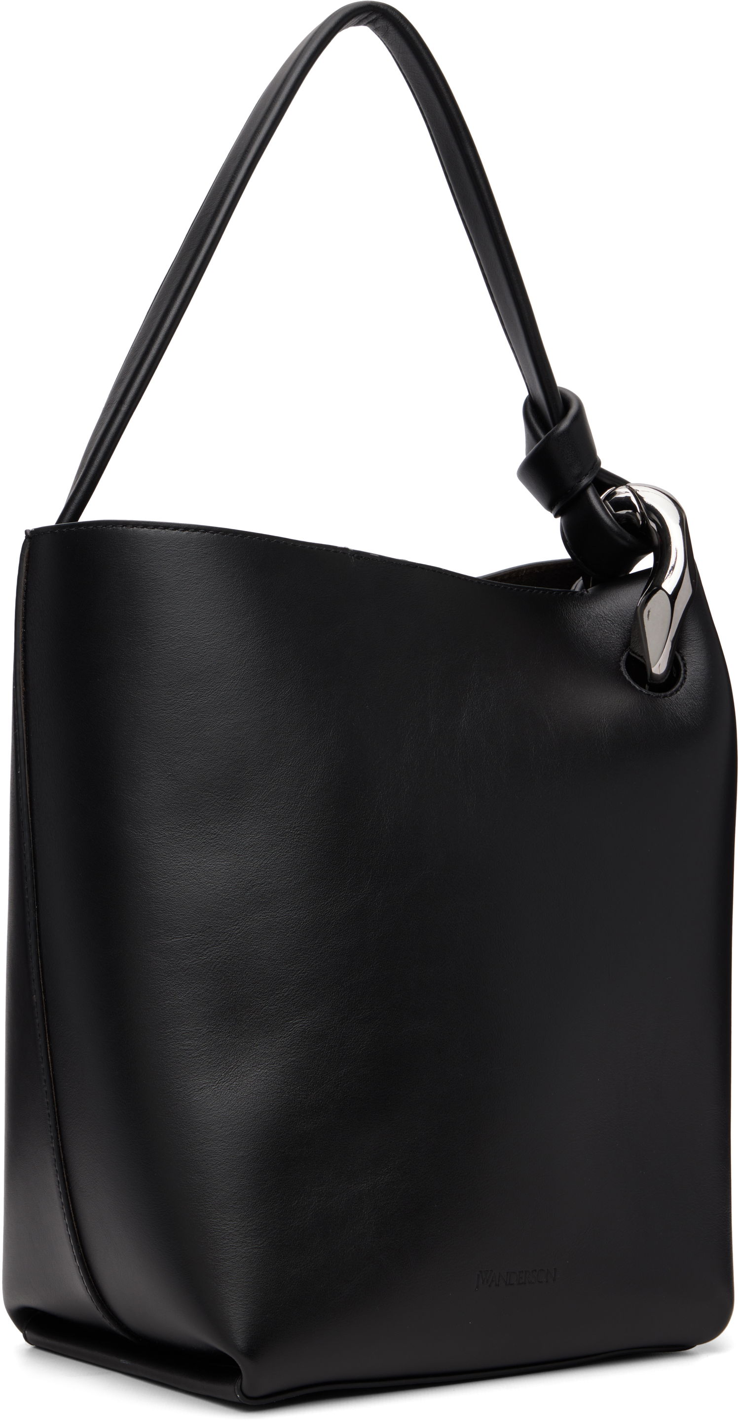 Чанта през рамо JW Anderson Corner Bucket Leather Shoulder Bag with Knot Detail and Sculptural Hardware Черно | HB0738-LA0232, 1