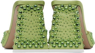 Аксесоари The Attico Attico Mini Devon Crystal-Embellished Satin Mules Зелено | 241WS772 V015T, 1