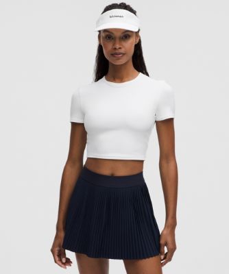 Съкратен топ lululemon Cropped T-Shirt Slim Fit with Built-in Bra Medium Support B/C Cups L Бяло | prod11871026, 7