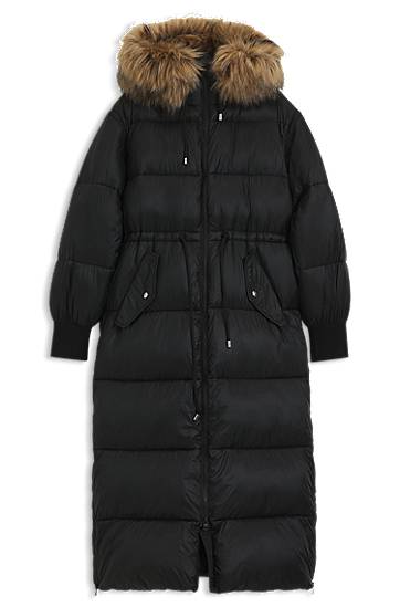 Пухо яке BOSS Long Water-Repellent Puffer Parka with Detachable Faux Fur Hood Trim and Sleeves Черно | 50547222