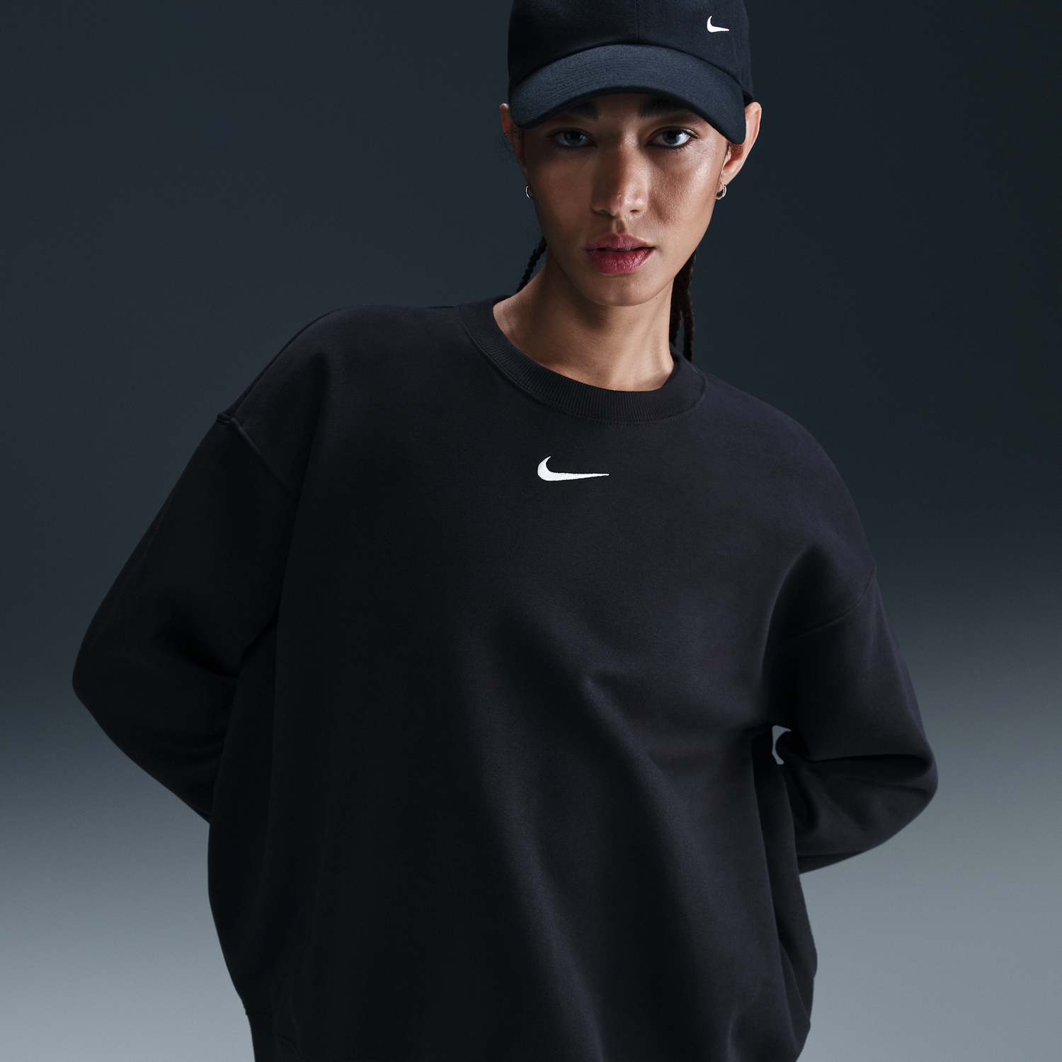 Пуловер Nike Sportswear Phoenix Fleece Crewneck Sweatshirt Черно | FZ4270-010, 1