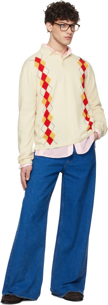 Пуловер Marni Marni Argyle Detail Knit Polo Shirt Бежово | POMG0072Q2 UFH546, 3