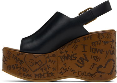 Грижа за обувките CHLOÉ Chloé Maxime Wedge Sandals Черно | CHC25U10GLU, 2
