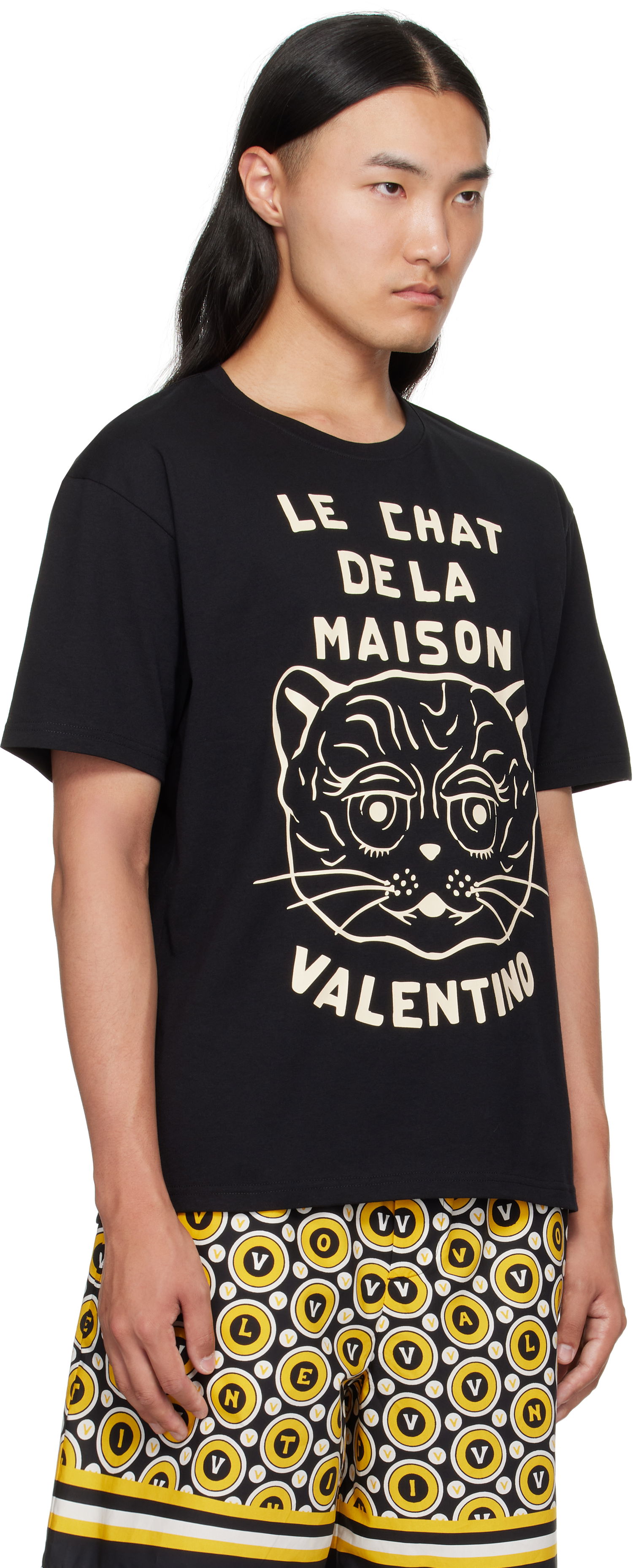 Тениска Valentino Valentino 'Le Chat De La Maison' Cotton T-Shirt Черно | 7V3MG16PB32, 1