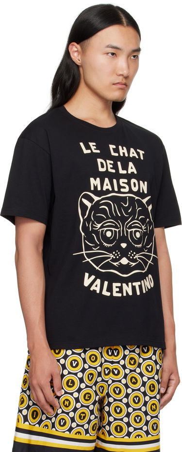 Тениска Valentino Valentino 'Le Chat De La Maison' Cotton T-Shirt Черно | 7V3MG16PB32, 1